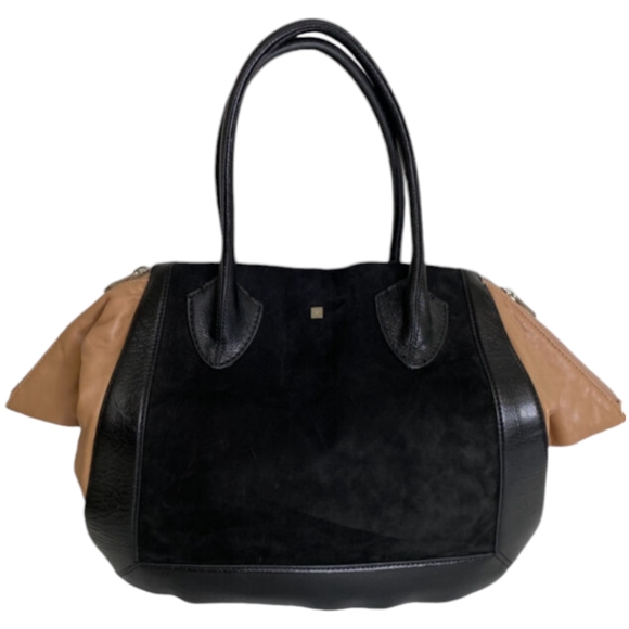 Pour La Victoire Large Maison Colorblock Tote in Tan Leather & Black Sue… - Picture 1 of 15